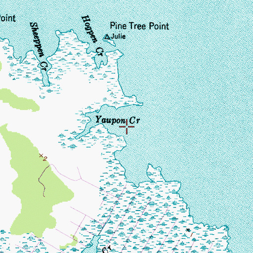 Topographic Map of Yaupon Creek, NC