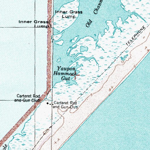 Topographic Map of Yaupon Hammock Gut, NC