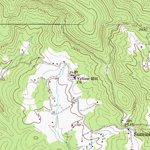 Topographic Map of Yellow Hill Church, NC