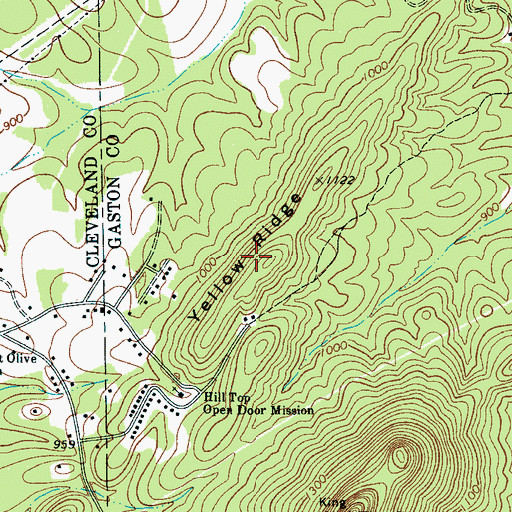Topographic Map of Yellow Ridge, NC