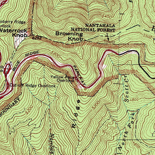 Topographic Map of Yellow-Face Overlook, NC