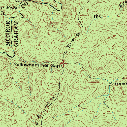 Topographic Map of Yellowhammer Gap, NC
