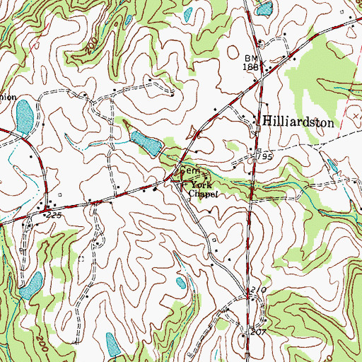 Topographic Map of York Chapel, NC