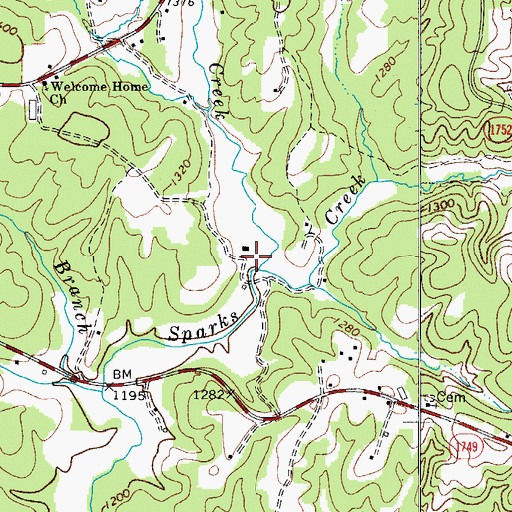 Topographic Map of York Creek, NC