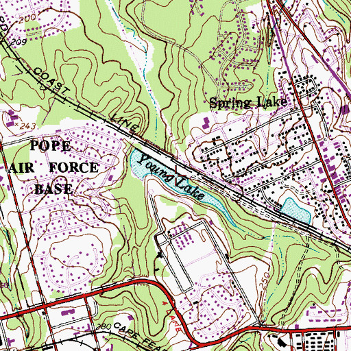 Topographic Map of Young Lake, NC