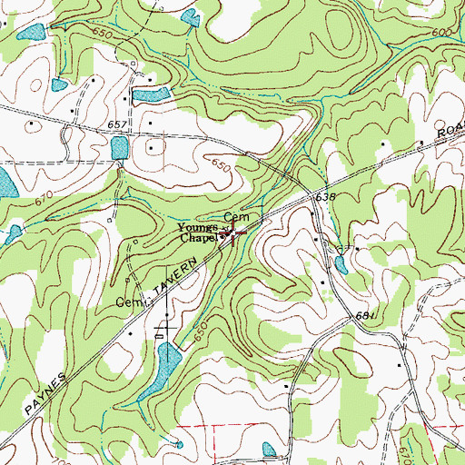 Topographic Map of Youngs Chapel, NC