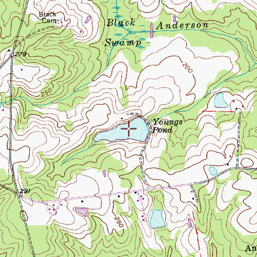 Topographic Map of Youngs Pond, NC