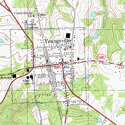 Topographic Map of Youngsville, NC
