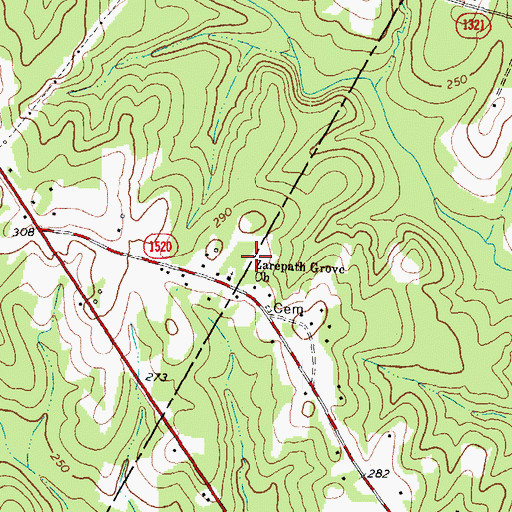 Topographic Map of Zarepath Grove Church, NC