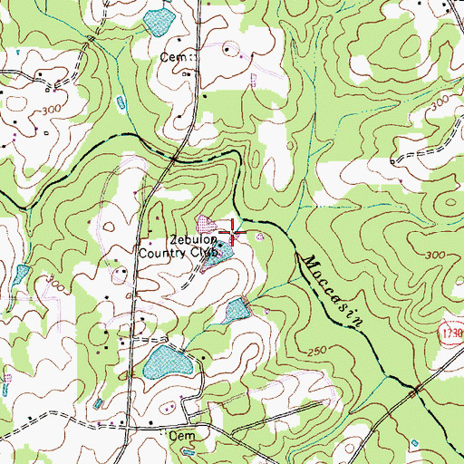 Topographic Map of Zebulon Country Club, NC