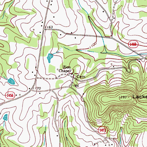 Topographic Map of Zion Chapel, NC