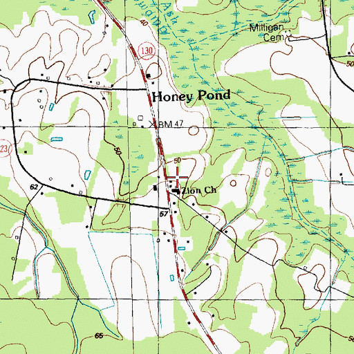 Topographic Map of Zion Church, NC