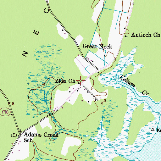 Topographic Map of Zion Church, NC