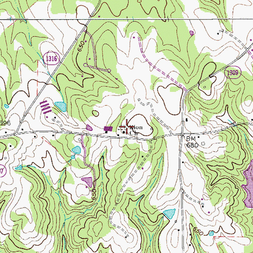 Topographic Map of Zion Church, NC