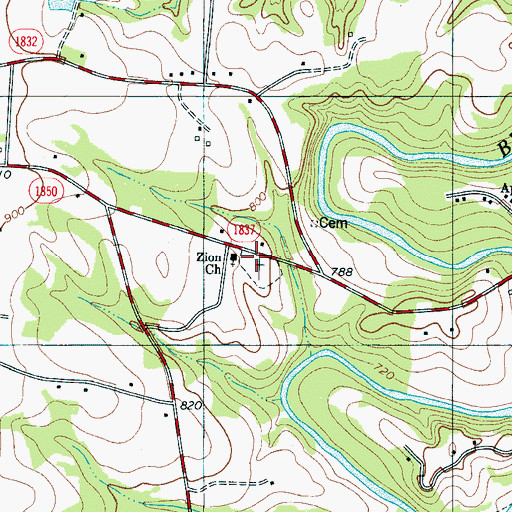 Topographic Map of Zion Baptist Church, NC