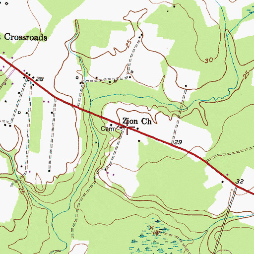 Topographic Map of Zion Church, NC