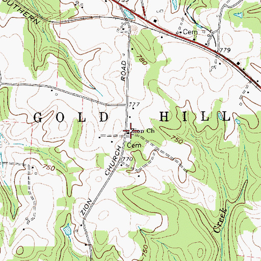 Topographic Map of Zion Church, NC