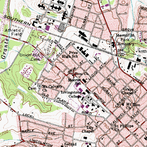 Topographic Map of Zion Church, NC