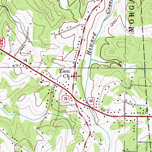 Topographic Map of Zion Church, NC