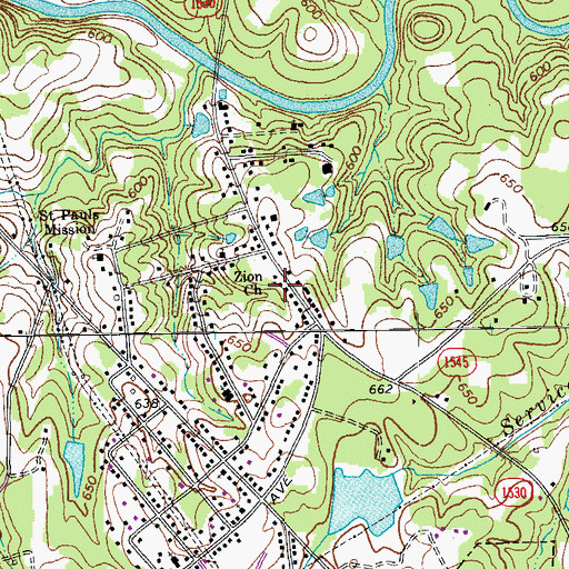 Topographic Map of Zion Church, NC