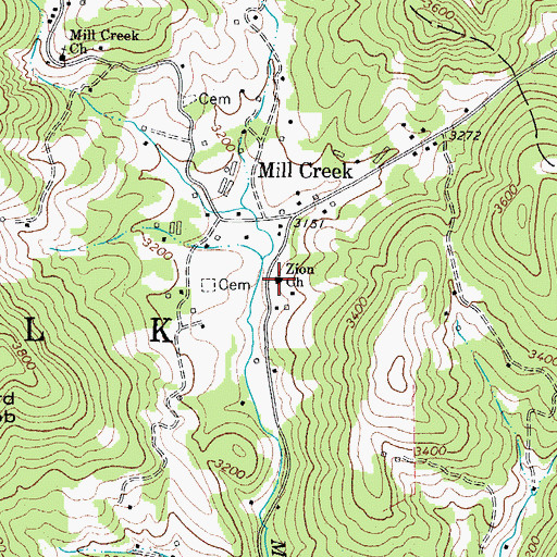 Topographic Map of Zion Church, NC