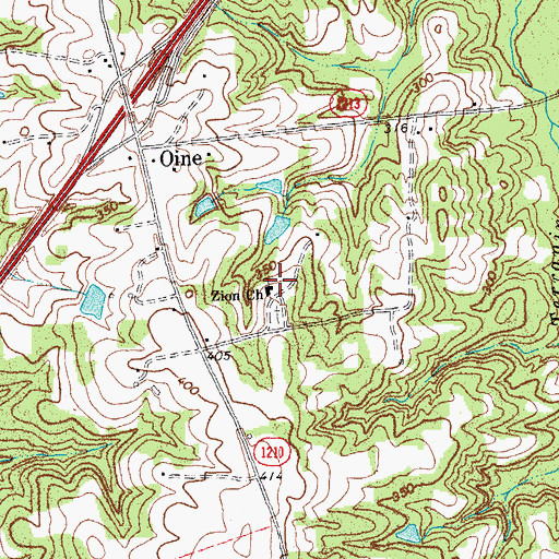 Topographic Map of Zion Church, NC