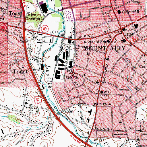 Topographic Map of Zion Church, NC