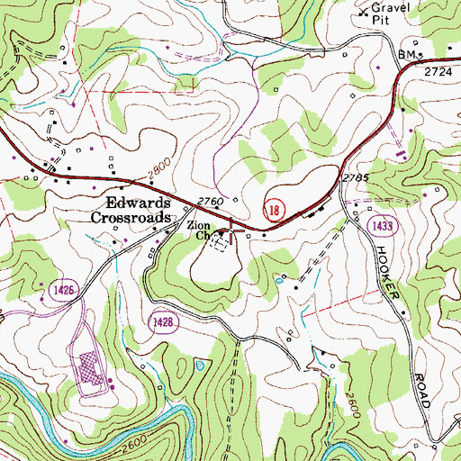 Topographic Map of Zion Primitive Baptist Church, NC