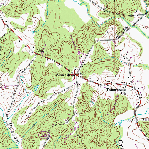 Topographic Map of Zion Baptist Church, NC