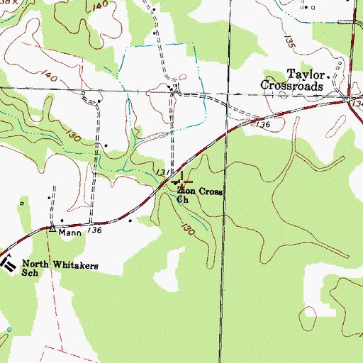 Topographic Map of Zion Cross Church, NC
