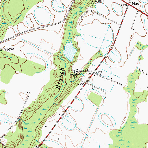 Topographic Map of Zion Hill Church, NC