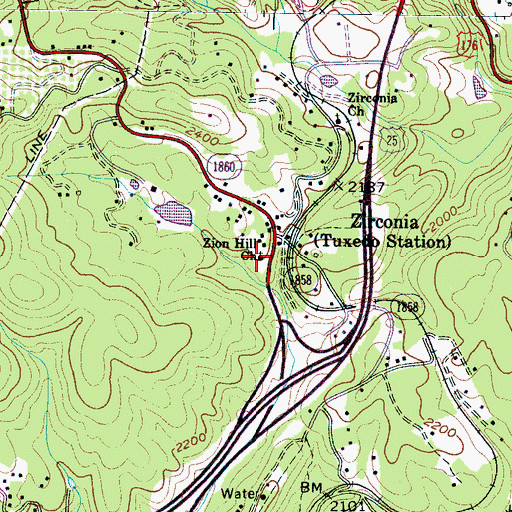 Topographic Map of Zion Hill Church, NC