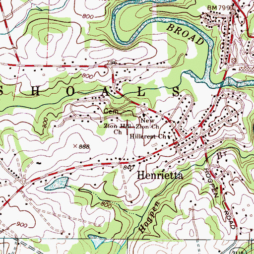 Topographic Map of Zion Hill Church, NC