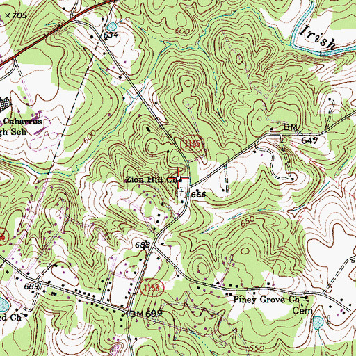 Topographic Map of Zion Hill Church, NC
