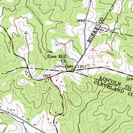 Topographic Map of Zion Hill Church, NC