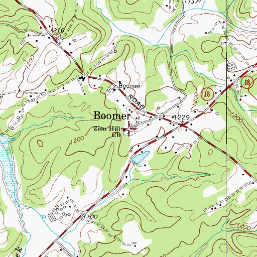 Topographic Map of Zion Hill Baptist Church, NC