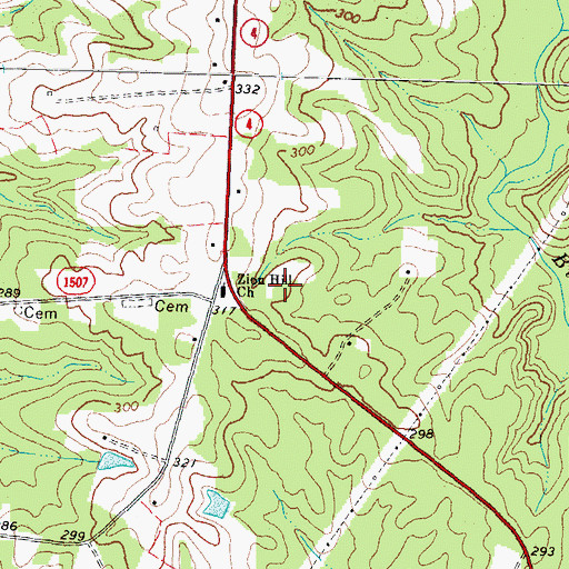 Topographic Map of Zion Hill Church, NC
