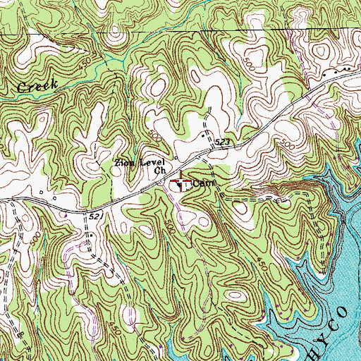 Topographic Map of Zion Level Baptist Church, NC