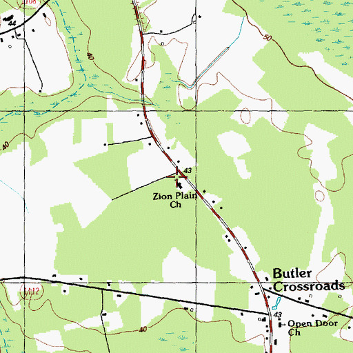 Topographic Map of Zion Plain Church, NC