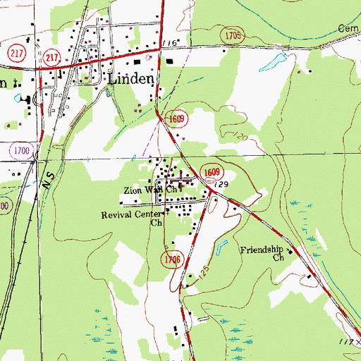 Topographic Map of Zion Wall Church, NC