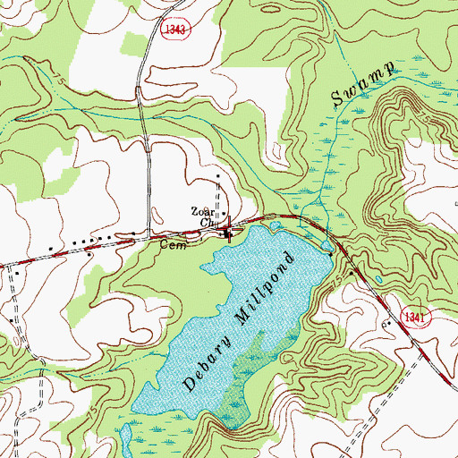Topographic Map of Zoar Church, NC