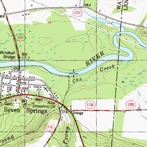 Topographic Map of Cox Creek, NC