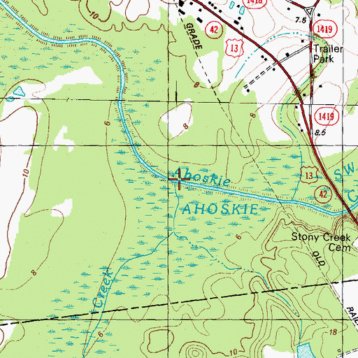 Topographic Map of Stony Creek, NC