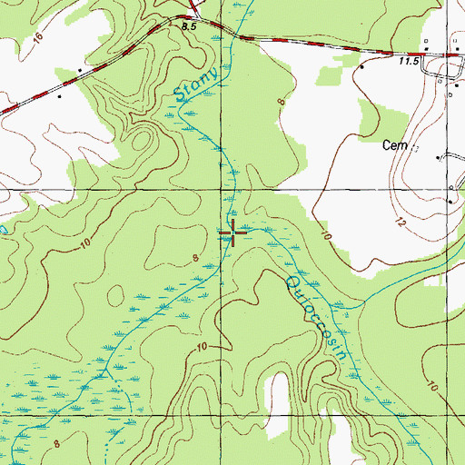 Topographic Map of Quioccosin Swamp, NC