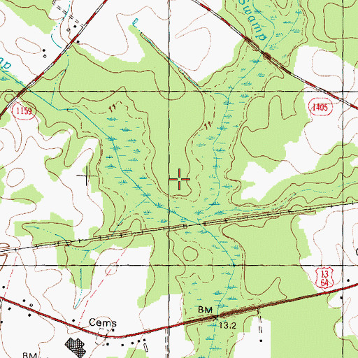 Topographic Map of Ross Swamp, NC