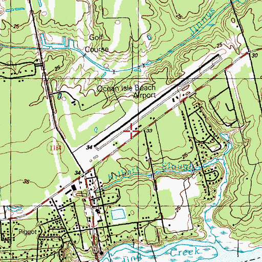 Topographic Map of Odell Williamson Municipal Airport, NC