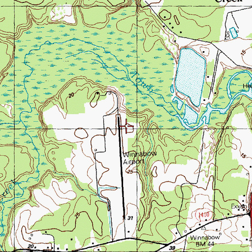 Topographic Map of Winnabow Airport, NC