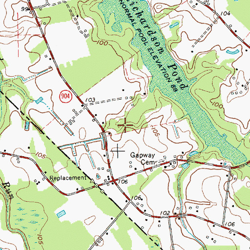 Topographic Map of Turbeville Airport, NC