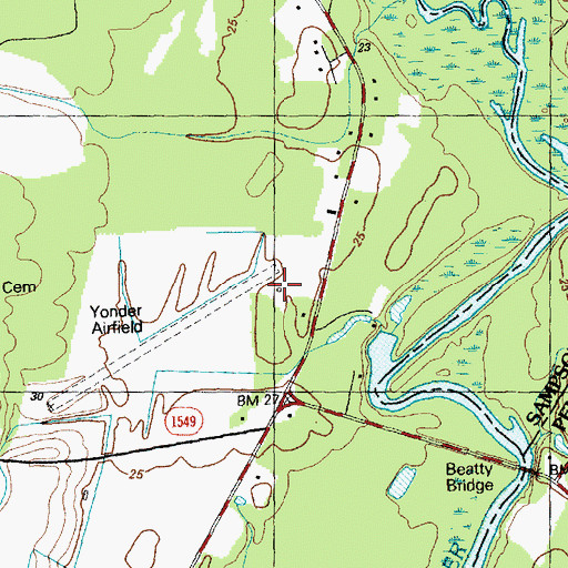 Topographic Map of Yonder Airport, NC