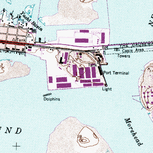 Topographic Map of Morehead City State Port Terminal Airport, NC